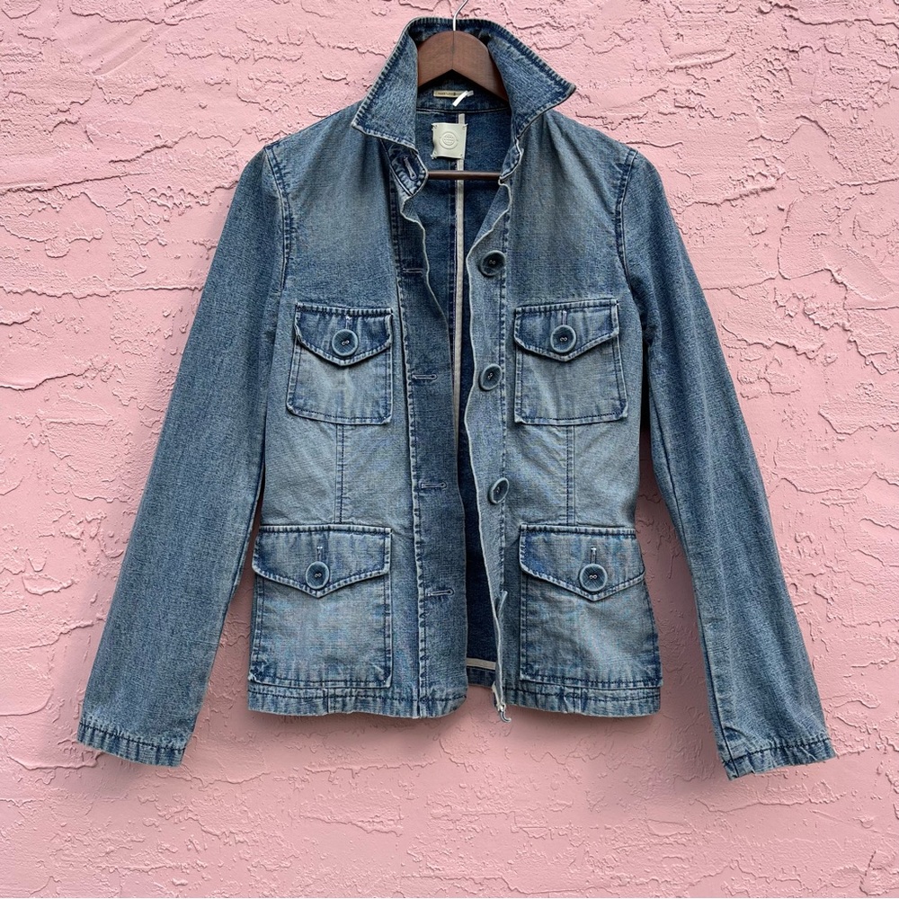 Max Studio Barn Jacket Denim Utility White Wash Western Size Small